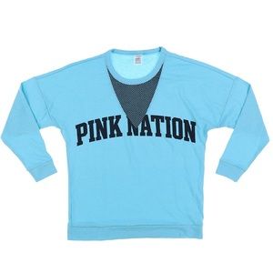 Victoria's Secret Pink Nation Crew Mesh Sweatshirt
